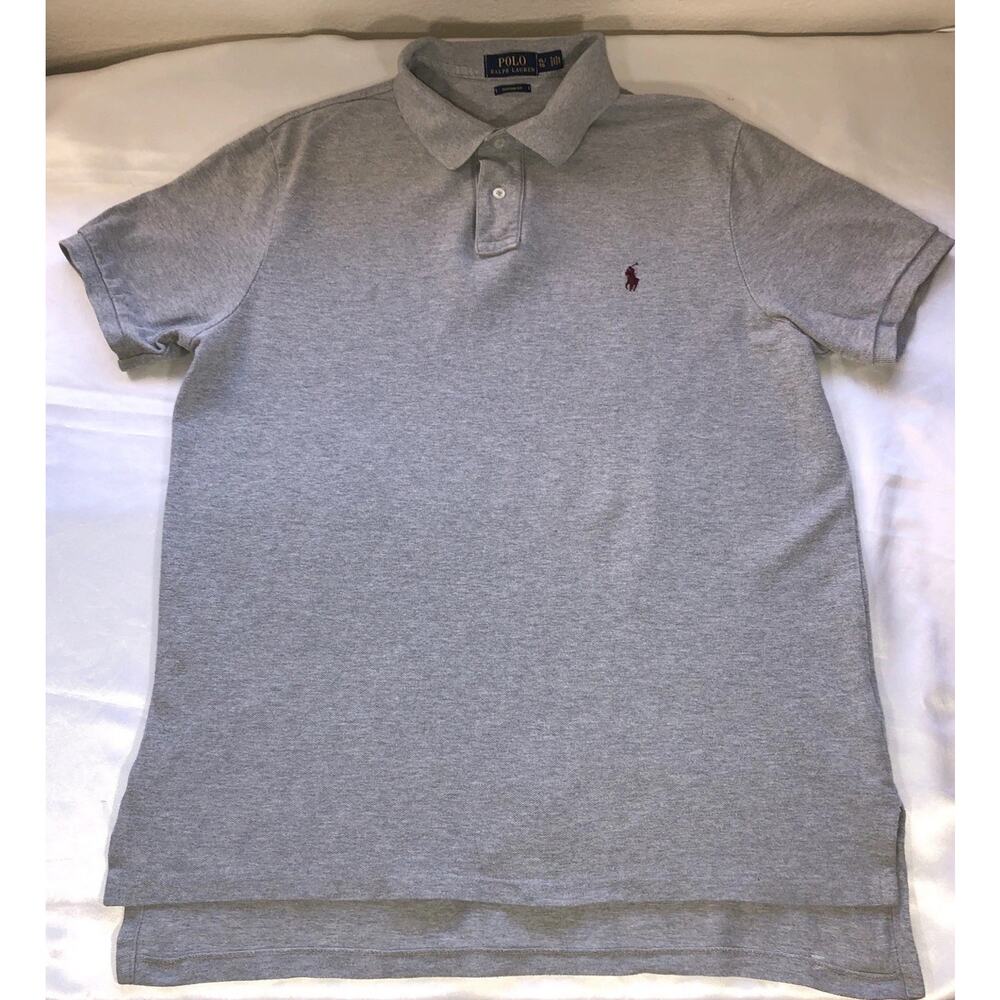 Polo Ralph Lauren Shirt Original Fit Gray Burgundy Pony Mens Size XL